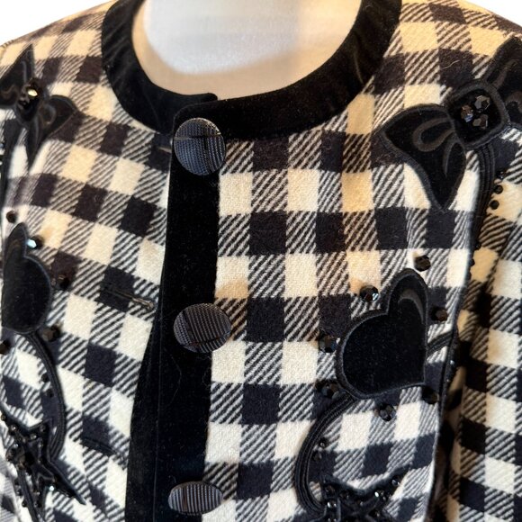 Vintage Escada by Margaretha Ley Checked Wool Jacket- Embellished Blazer - Picture 6 of 11